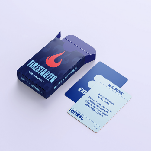 Box and card with 'Firestarter' branding on a light gray background